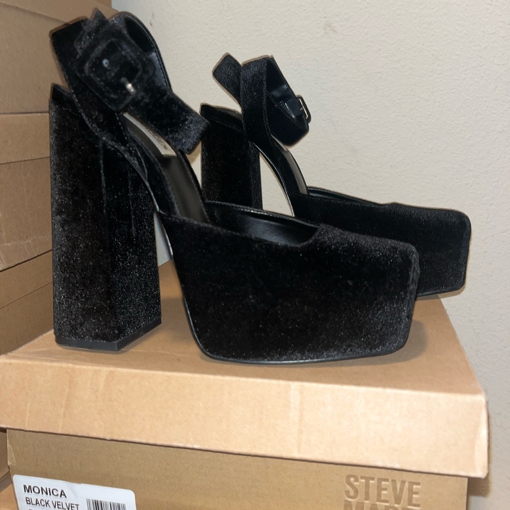 Steve Madden Black Velvet Platform Shoes